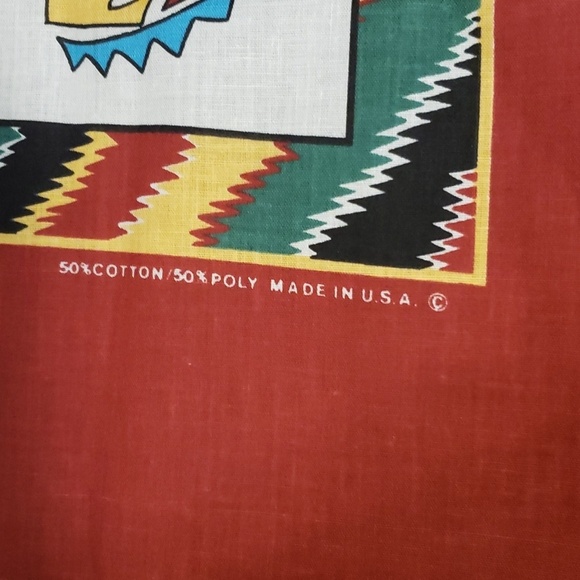 Vintage Southwest Thunderbird Cactus Bandana USA 50/50 - Picture 4 of 6